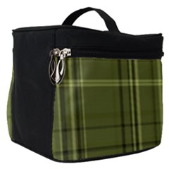 Green Madras Plaid Make Up Travel Bag (small) by SpinnyChairDesigns