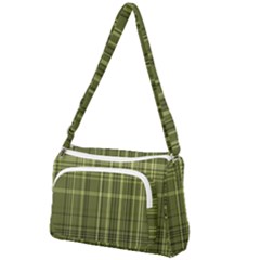 Green Madras Plaid Front Pocket Crossbody Bag by SpinnyChairDesigns