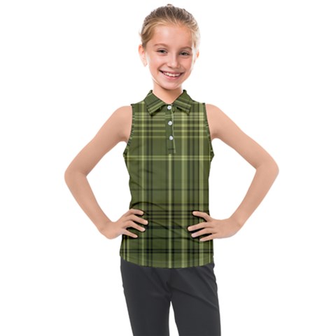 Green Madras Plaid Kids  Sleeveless Polo Tee by SpinnyChairDesigns