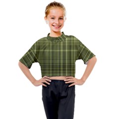 Green Madras Plaid Kids Mock Neck Tee