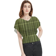 Green Madras Plaid Butterfly Chiffon Blouse