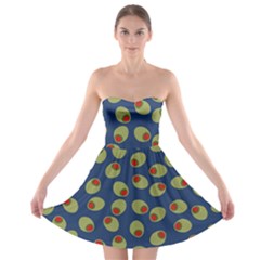 Green Olives With Pimentos Strapless Bra Top Dress by SpinnyChairDesigns