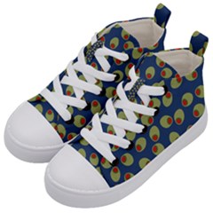 Green Olives With Pimentos Kids  Mid-top Canvas Sneakers by SpinnyChairDesigns