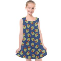 Green Olives With Pimentos Kids  Cross Back Dress by SpinnyChairDesigns