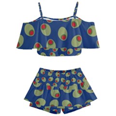 Green Olives With Pimentos Kids  Off Shoulder Skirt Bikini by SpinnyChairDesigns