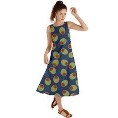 Green Olives With Pimentos Summer Maxi Dress by SpinnyChairDesigns