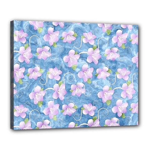 Watercolor Violets Canvas 20  X 16  (stretched) by SpinnyChairDesigns