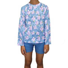 Watercolor Violets Kids  Long Sleeve Swimwear by SpinnyChairDesigns