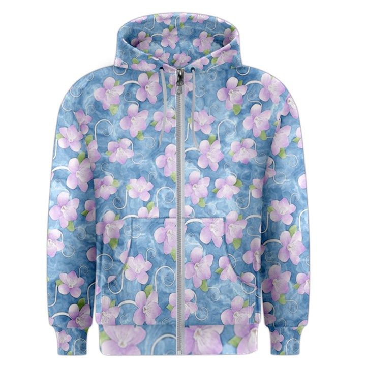 Watercolor Violets Men s Zipper Hoodie