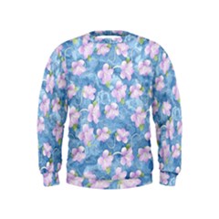 Watercolor Violets Kids  Sweatshirt by SpinnyChairDesigns