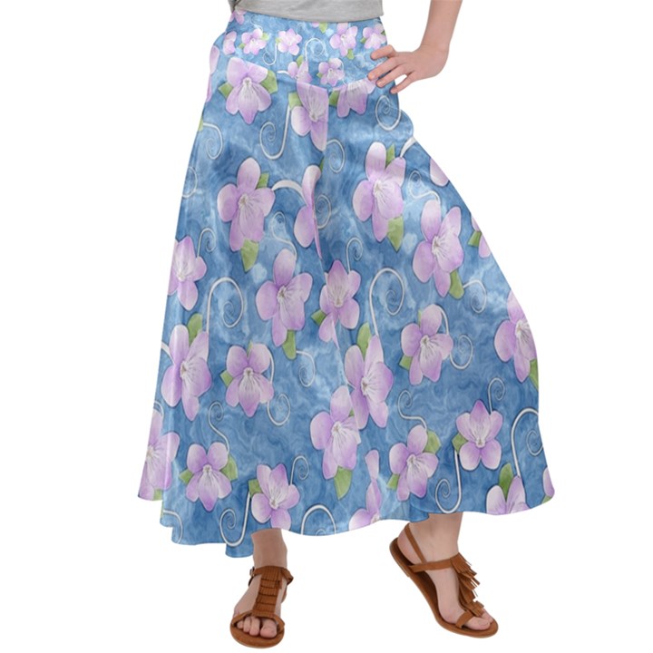 Watercolor Violets Satin Palazzo Pants