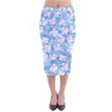 Watercolor Violets Velvet Midi Pencil Skirt View1