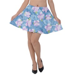 Watercolor Violets Velvet Skater Skirt by SpinnyChairDesigns