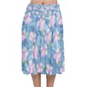 Watercolor Violets Velvet Flared Midi Skirt View1