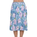 Watercolor Violets Velvet Flared Midi Skirt View2