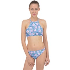 Watercolor Violets Racer Front Bikini Set by SpinnyChairDesigns