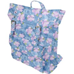 Watercolor Violets Buckle Up Backpack by SpinnyChairDesigns