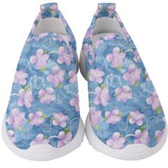 Watercolor Violets Kids  Slip On Sneakers by SpinnyChairDesigns