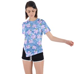 Watercolor Violets Asymmetrical Short Sleeve Sports Tee