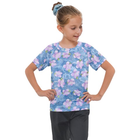 Watercolor Violets Kids  Mesh Piece Tee by SpinnyChairDesigns