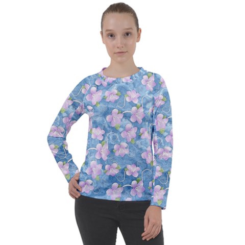 Watercolor Violets Women s Long Sleeve Raglan Tee by SpinnyChairDesigns