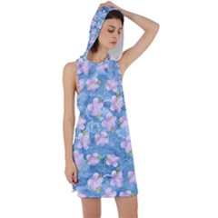 Watercolor Violets Racer Back Hoodie Dress