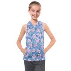 Watercolor Violets Kids  Sleeveless Hoodie by SpinnyChairDesigns