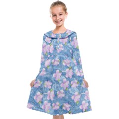 Watercolor Violets Kids  Midi Sailor Dress