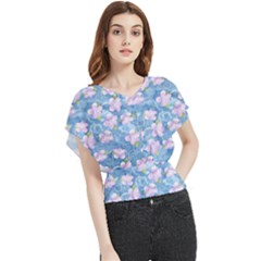 Watercolor Violets Butterfly Chiffon Blouse