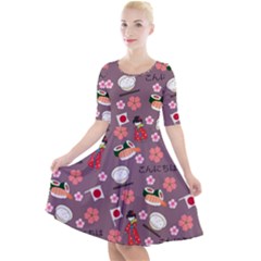 Japan Girls Quarter Sleeve A-line Dress by kiroiharu