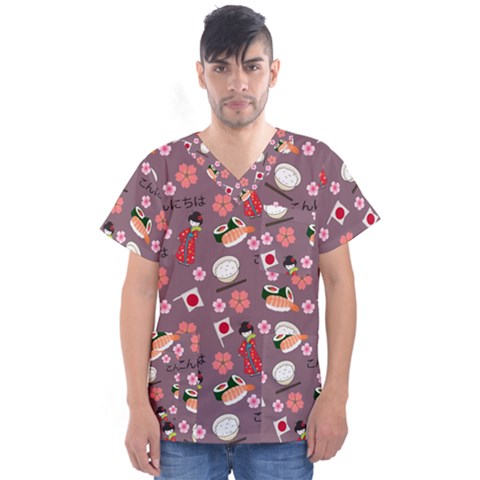 Japan Girls Men s V-neck Scrub Top by kiroiharu