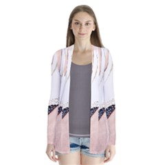 Pink And Blue Marble Drape Collar Cardigan