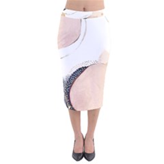 Pink And Blue Marble Velvet Midi Pencil Skirt