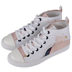 Pink And Blue Marble Women s Mid-top Canvas Sneakers