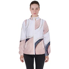 Pink And Blue Marble Women s High Neck Windbreaker by kiroiharu