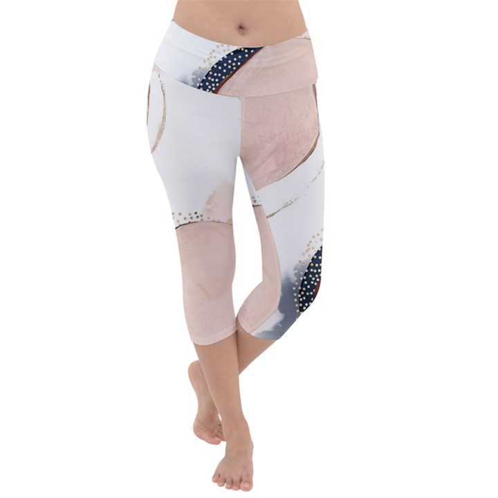 Pink and Blue Marble Lightweight Velour Capri Yoga Leggings