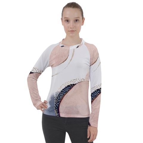 Pink And Blue Marble Women s Pique Long Sleeve Tee by kiroiharu