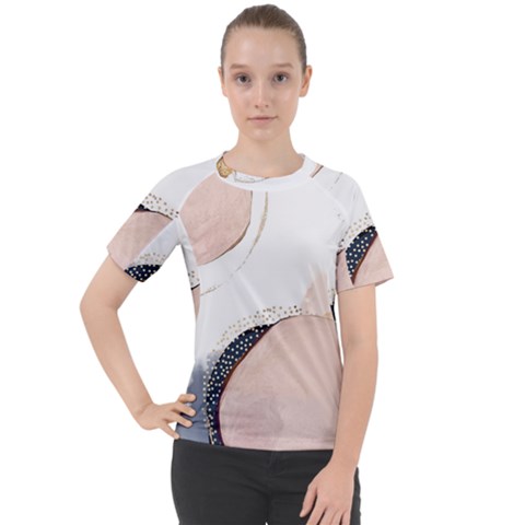 Pink And Blue Marble Women s Sport Raglan Tee by kiroiharu