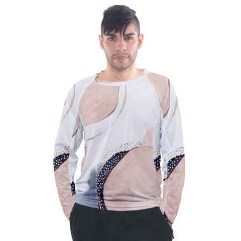 Pink And Blue Marble Men s Long Sleeve Raglan Tee by kiroiharu