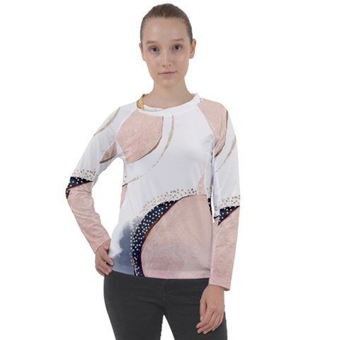 Pink And Blue Marble Women s Long Sleeve Raglan Tee by kiroiharu