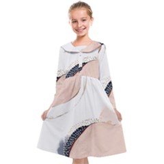 Pink And Blue Marble Kids  Midi Sailor Dress