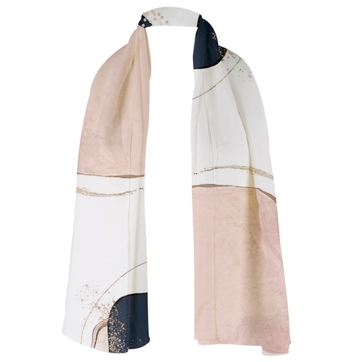 Pink and Blue Marble Long Sheer Chiffon Scarf 