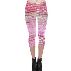 Pink Abstract Stripes Capri Leggings  by SpinnyChairDesigns