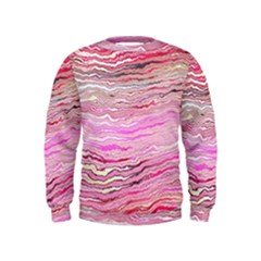 Pink Abstract Stripes Kids  Sweatshirt by SpinnyChairDesigns