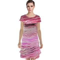 Pink Abstract Stripes Cap Sleeve Nightdress