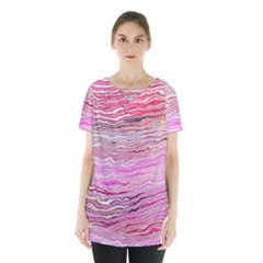 Pink Abstract Stripes Skirt Hem Sports Top by SpinnyChairDesigns