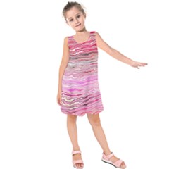 Pink Abstract Stripes Kids  Sleeveless Dress by SpinnyChairDesigns