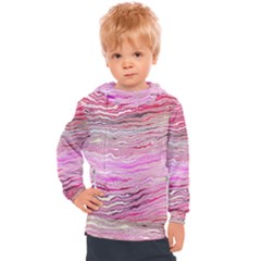 Pink Abstract Stripes Kids  Hooded Pullover by SpinnyChairDesigns