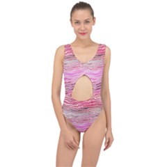 Pink Abstract Stripes Center Cut Out Swimsuit by SpinnyChairDesigns