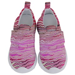 Pink Abstract Stripes Kids  Velcro No Lace Shoes by SpinnyChairDesigns